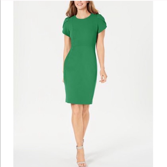 Calvin Klein Dresses & Skirts - NWT - Calvin Klein Green Tulip Sheath Dress - sz 6